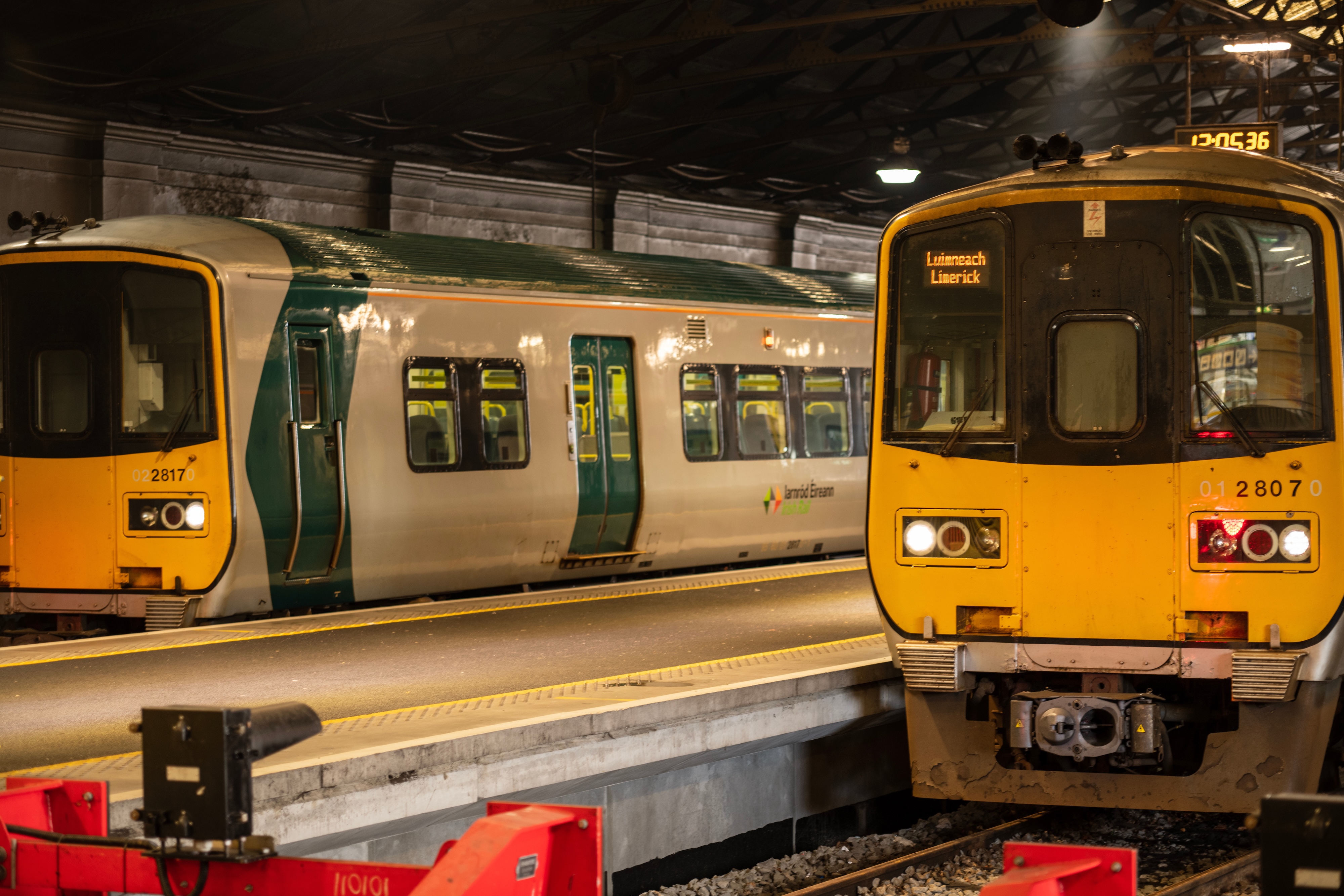 Irish Rail Trains at a station in Ireland