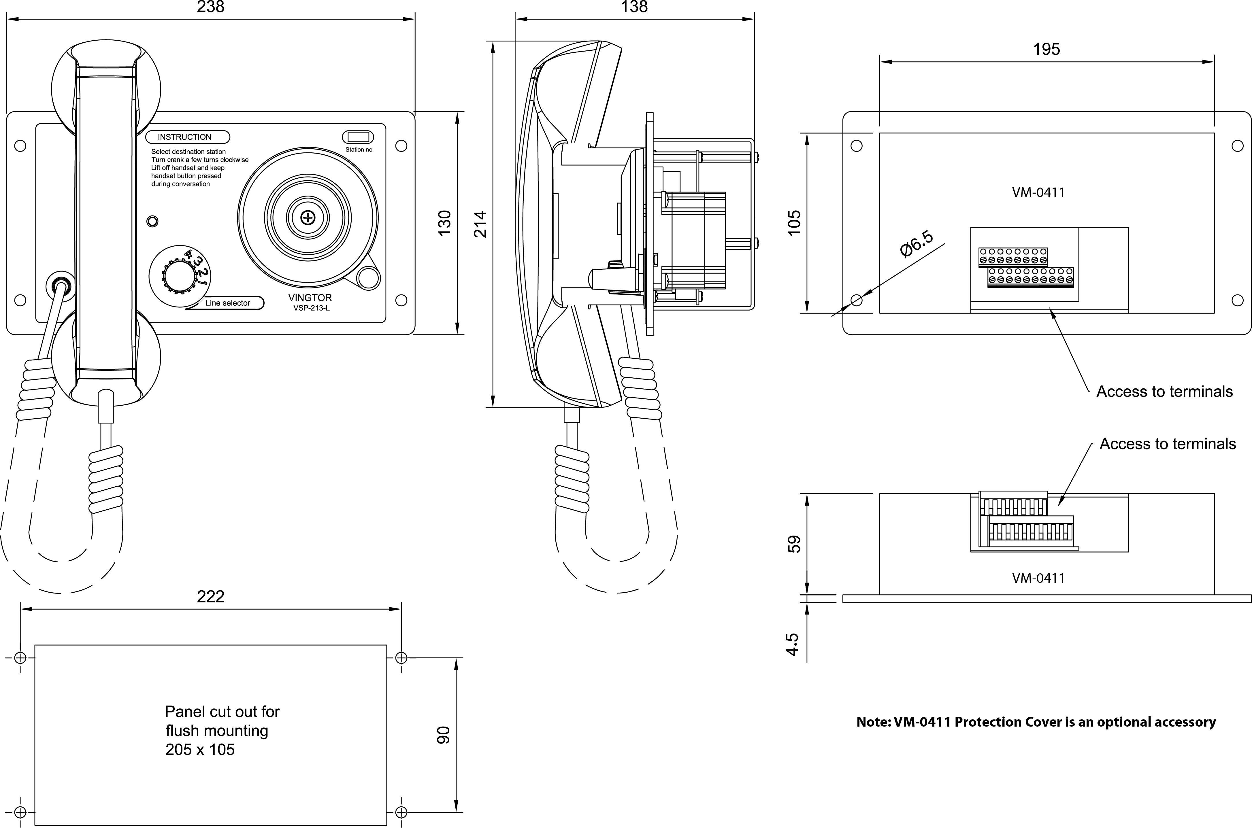 VSP-213-L Main Station | Batteryless Telephone System |Zenitel