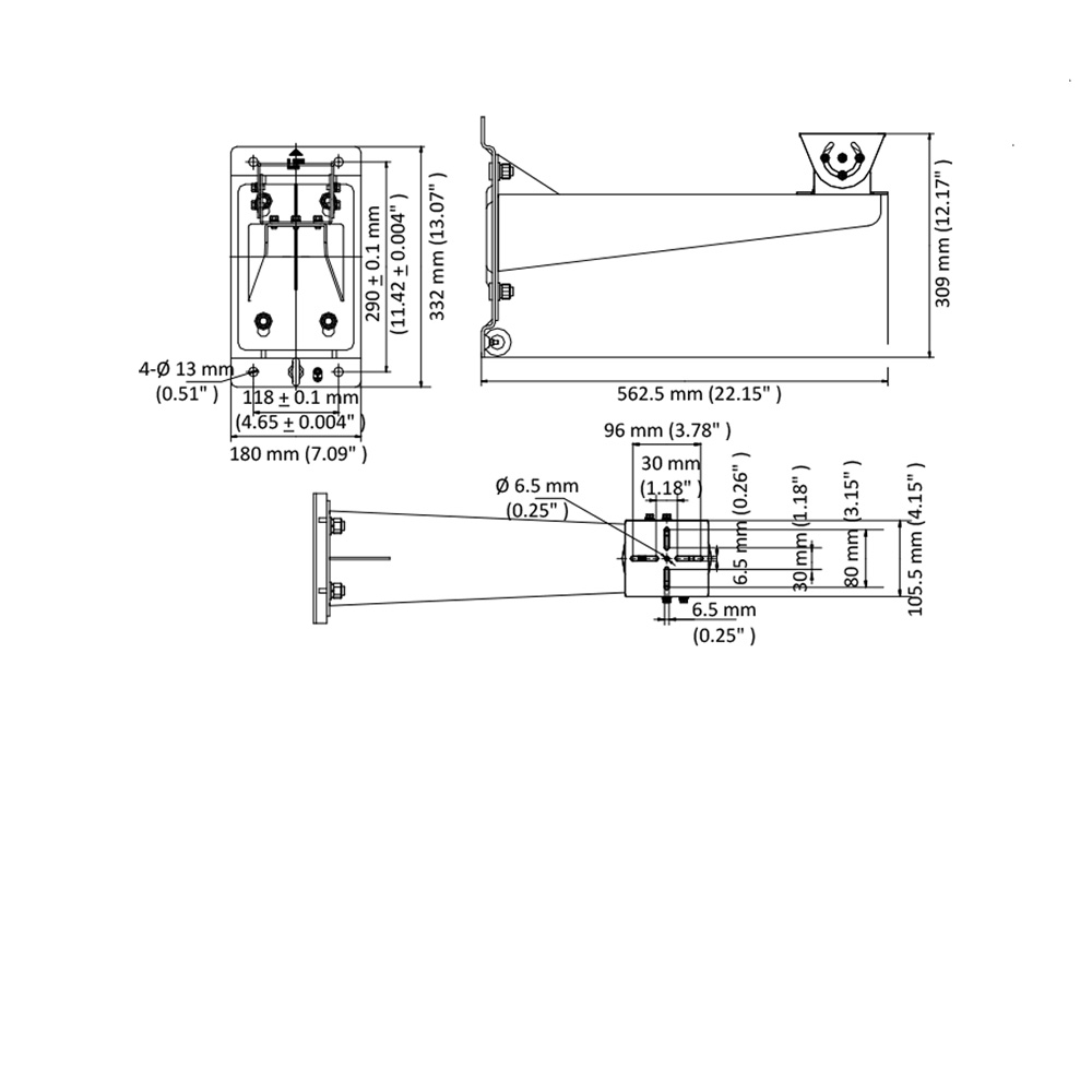 Dimensional Drawing DS-1707ZJ-Y AC Wall Mount Bracket for DS-2XE6422FWD