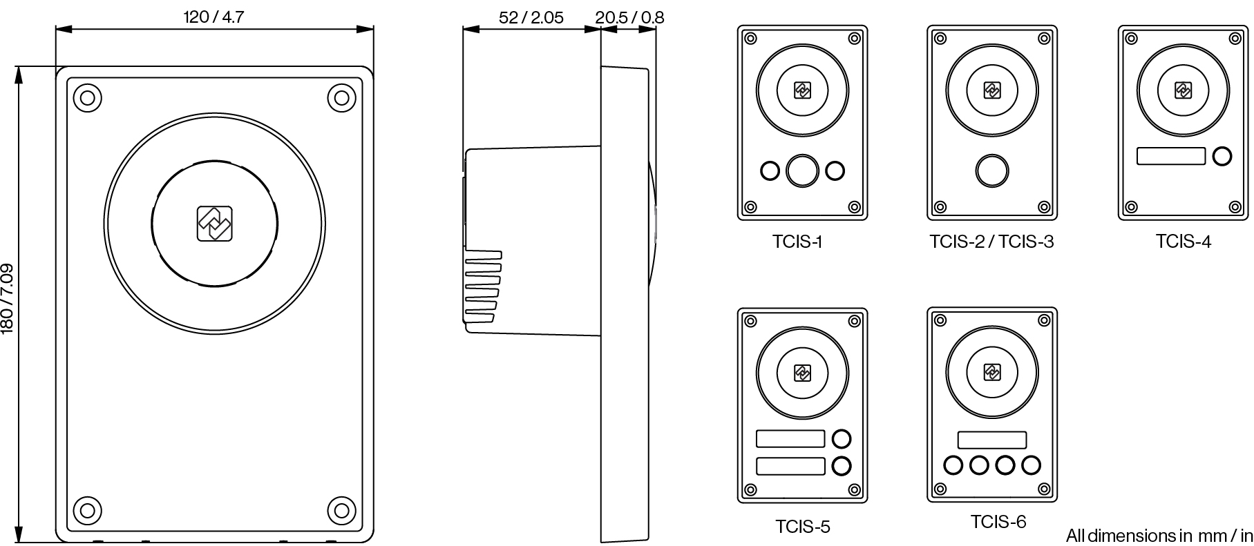 Dimensions Drawing TCIS-x