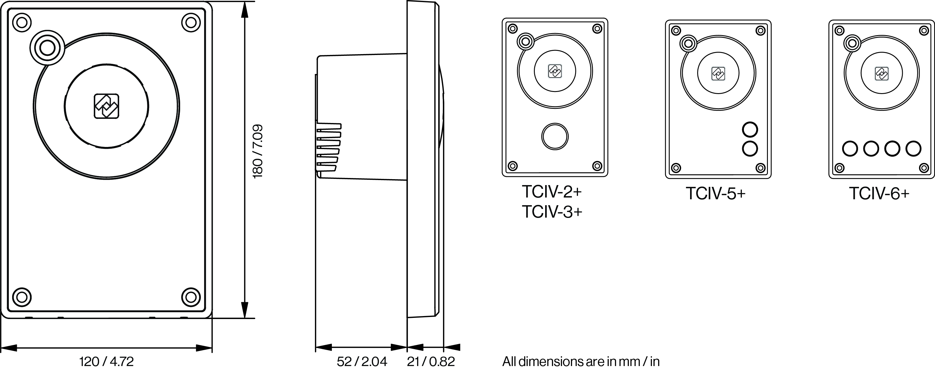 TCIV-x+ Dimensions