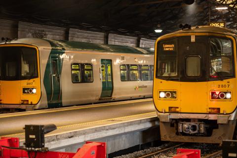 Irish Rail Trains at a station in Ireland