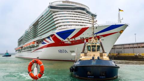 MV Arvia arrives port in Southampton for her maiden voyages